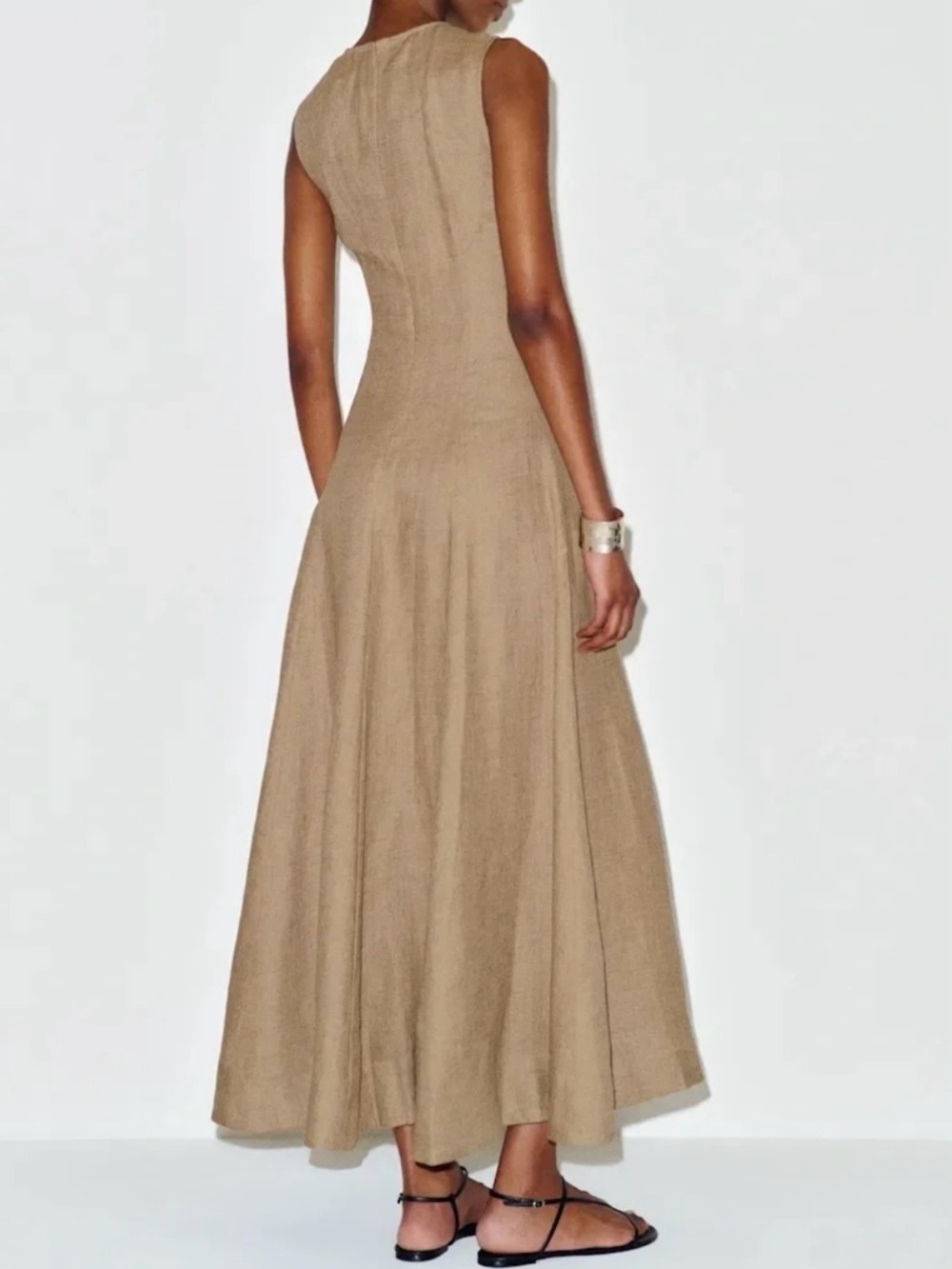 Reformation Cecilia Linen Dress In dark Oatmeal, NEW WITHOUT TAGS, NEVER WORN. - Picture 2 of 7